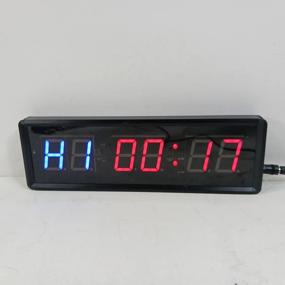 1.5 In LED Interval Timer Gym Training Fitness Wall Clock Red Blue Display only
